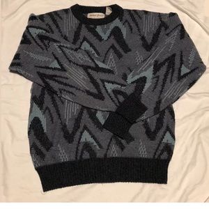 Sz M Ugly Vintage Blue Ugly Abstract Sweater